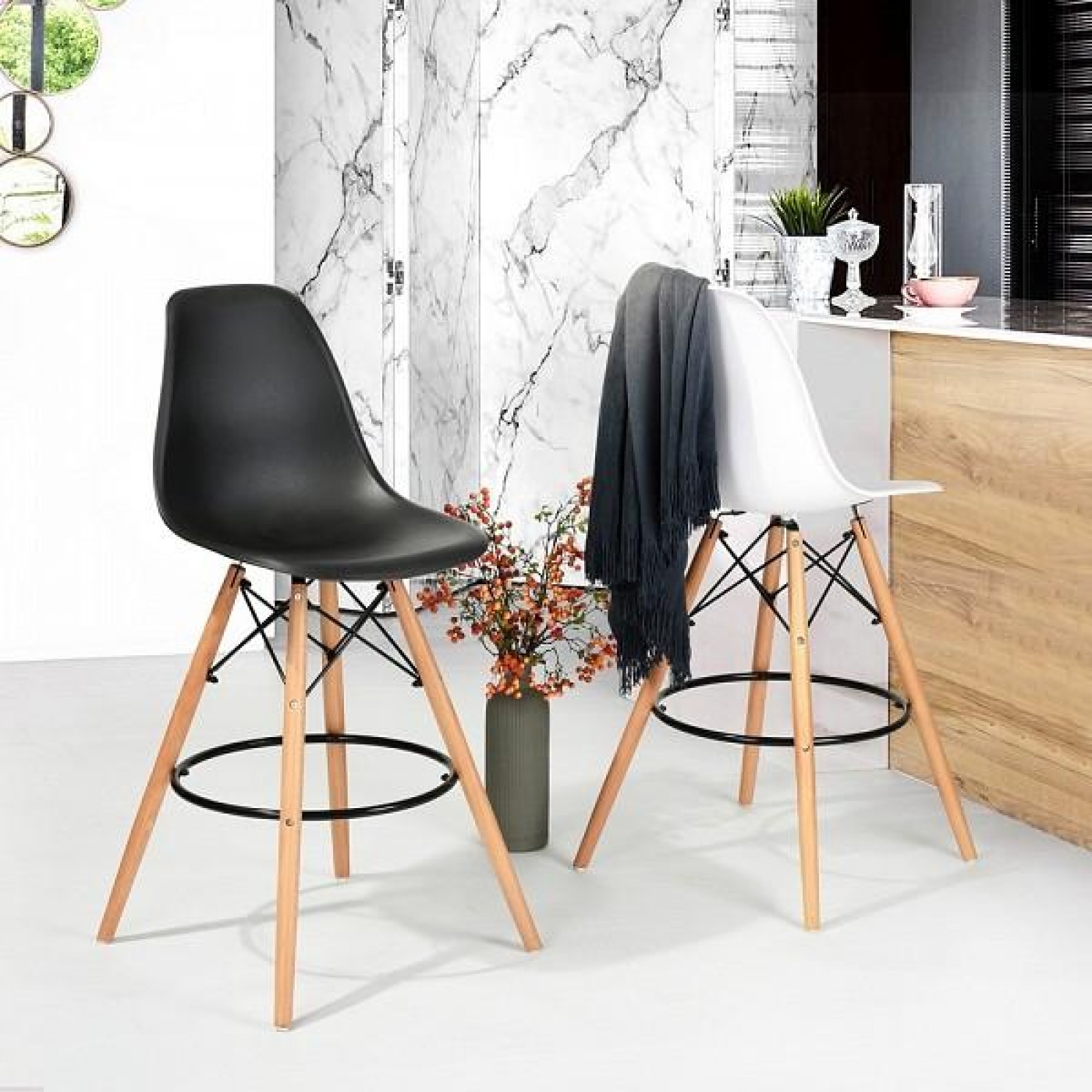 Стул барный Eames    SGR_8056H_BLACK_SEAT