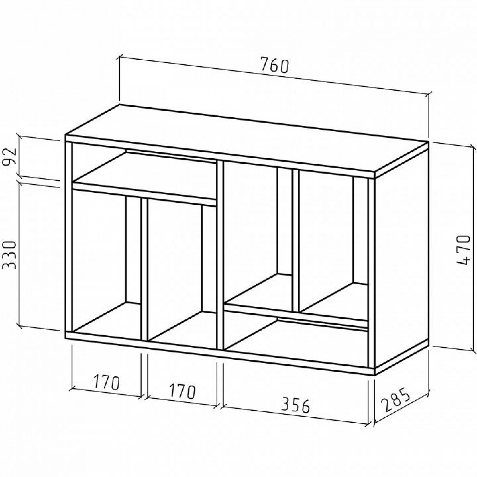 Полка книжная Офис-1    MAS_PNOF-1-DS