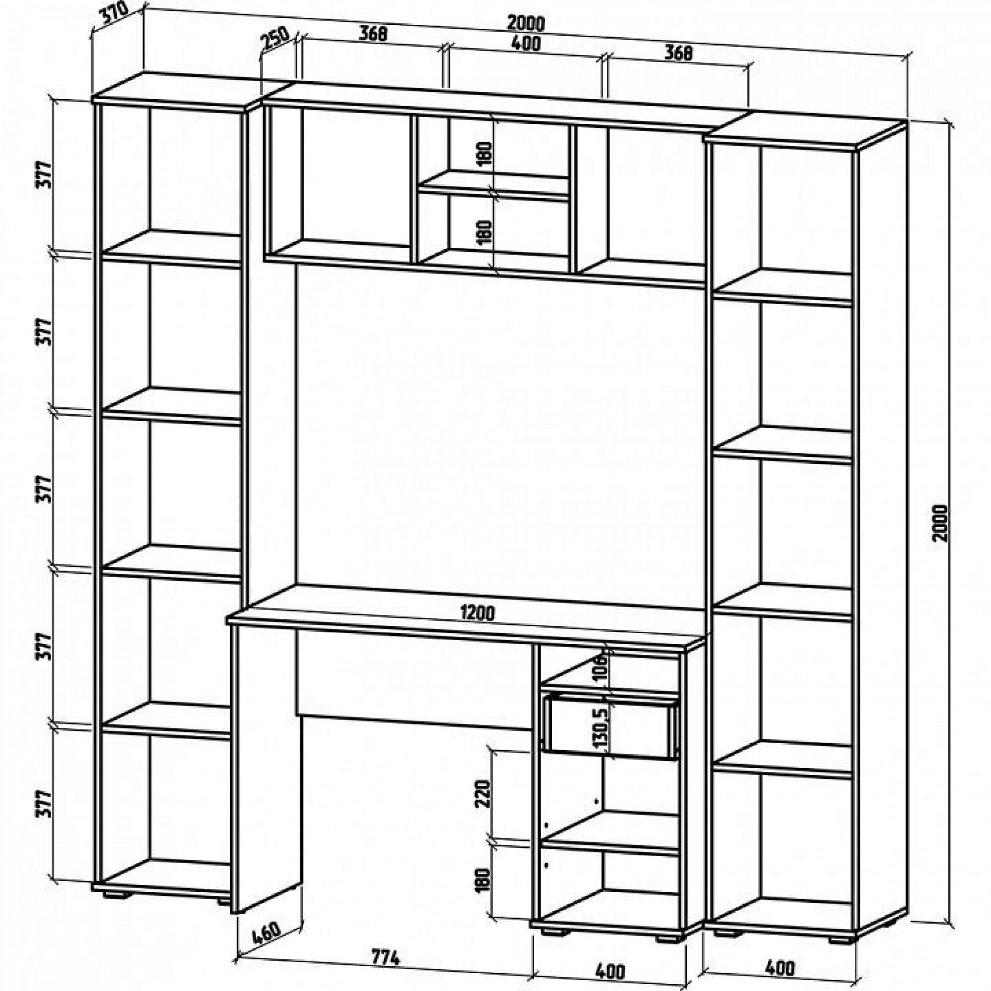 Стенка для детской Тунис-1    MAS_UGSHT-1-DS