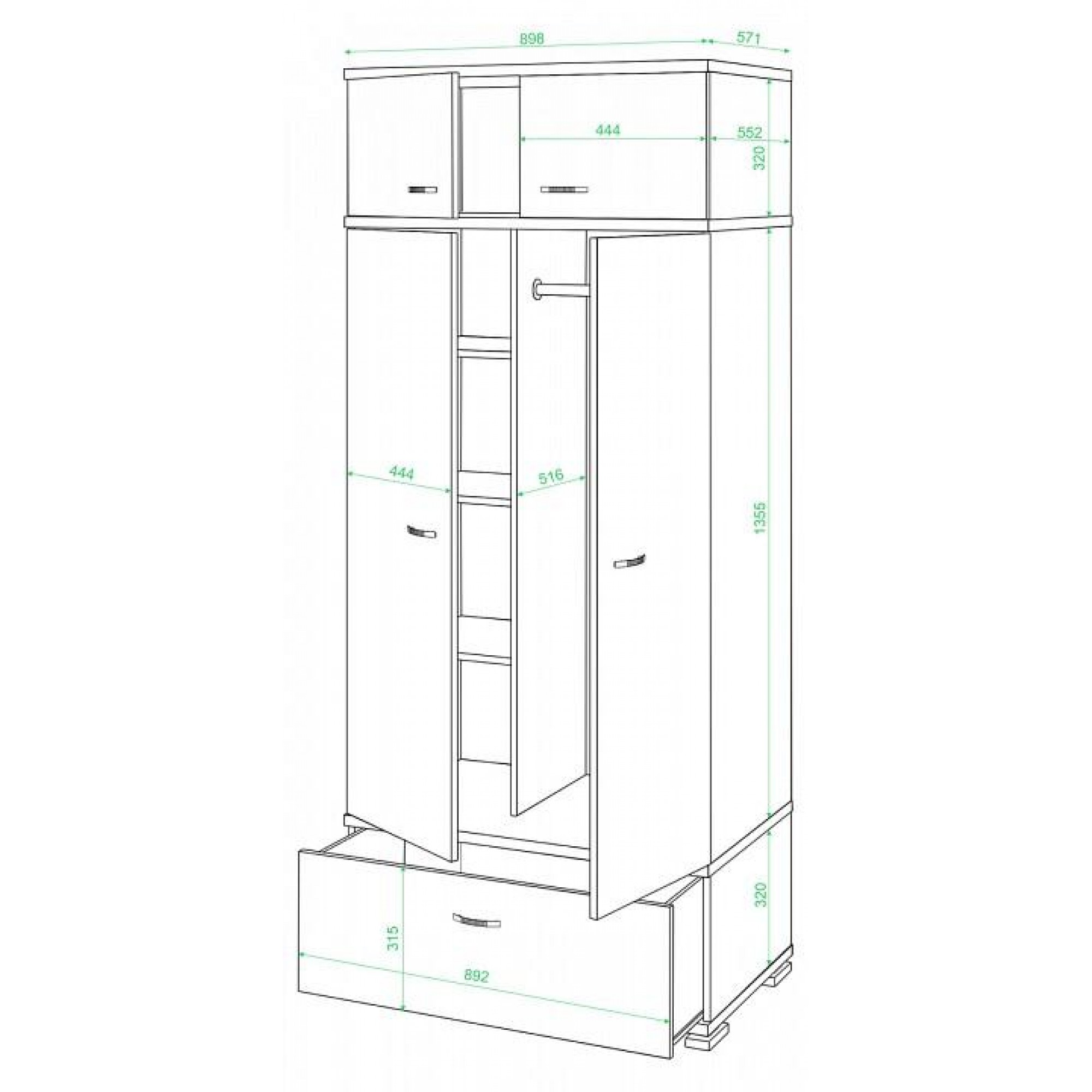 Шкаф платяной Домино КС-20    MER_KS-20_SHBE