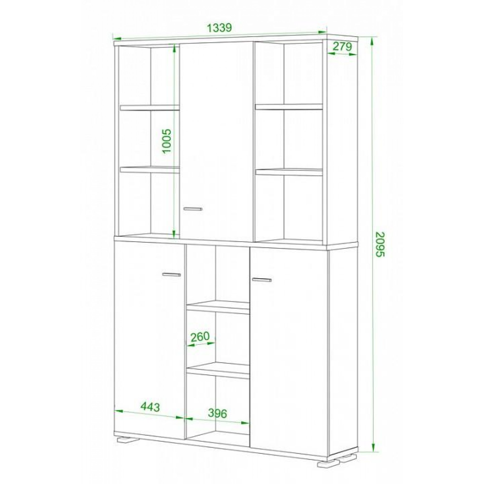 Шкаф книжный Домино ПУ-40-3    MER_PU-40-3_SHK