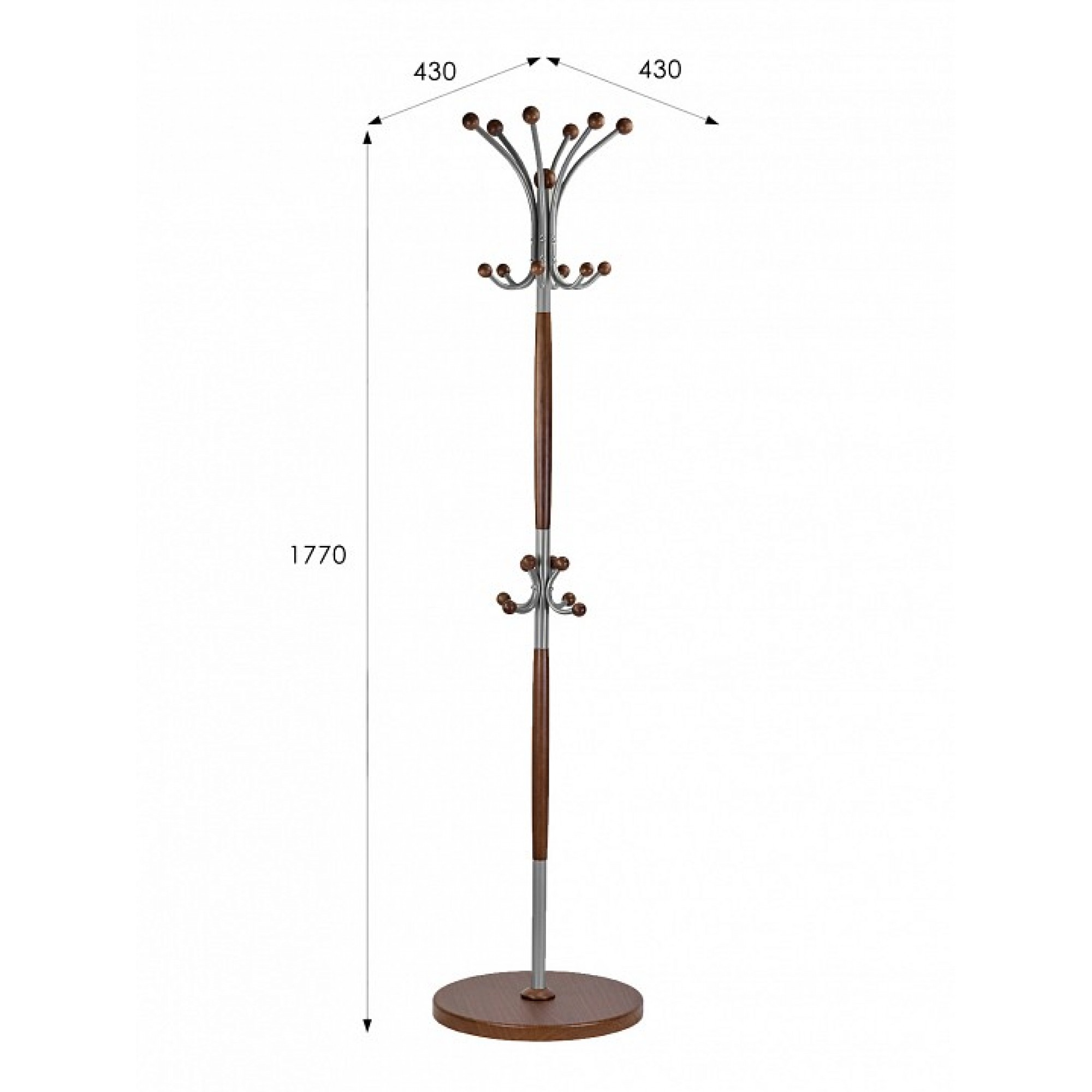 Вешалка-стойка Декарт Д-1 средне-коричневый/металлик    ML_D-1_MEDBR