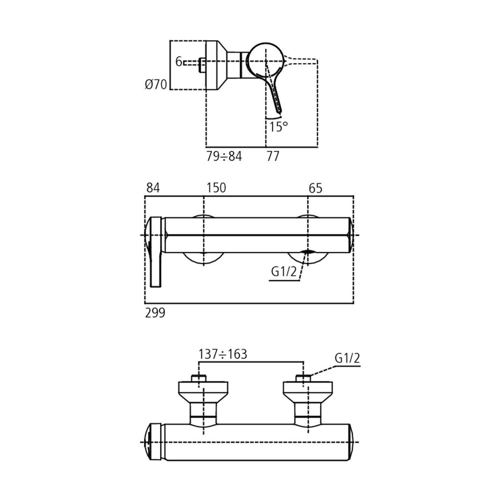 Настенный однорукоятковый смеситель для душа IDEAL STANDARD MELANGE A4269AA